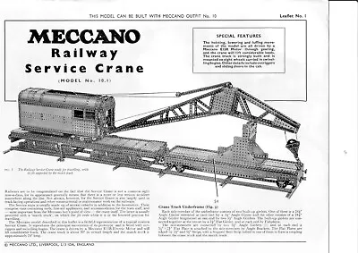 £2.50 • Buy Meccano Instructions - Railway Service Crane - Set 10