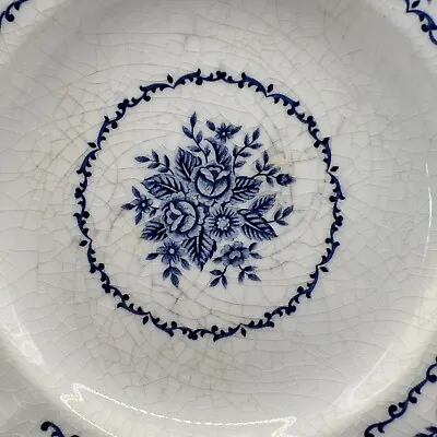 MAYHILL Federalist Ironstone 7 1/2”Plate Round Blue Floral Scalloped • $24