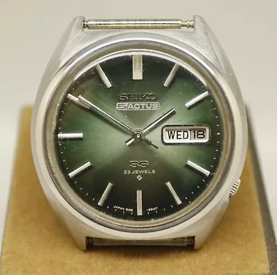 Seiko 5 Mens Watch Actus SS Day Date Automatic Green Dial 23J Vintage • $33.59