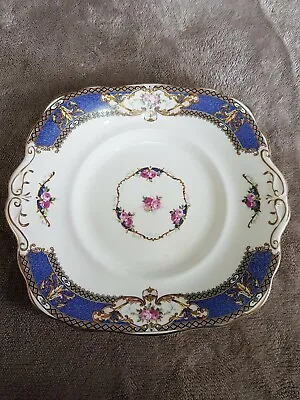 Allertons OLD ENGLISH CHINA CAKE PLATE Beautiful Rose Design 23.5cm X 21.5cm. • £9.95