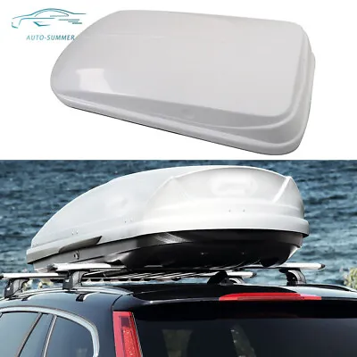 White 14 Ft³ Car Roof Top Cargo Box Carrier Roof Mount Luggage Storage 2 Locks • $337.29