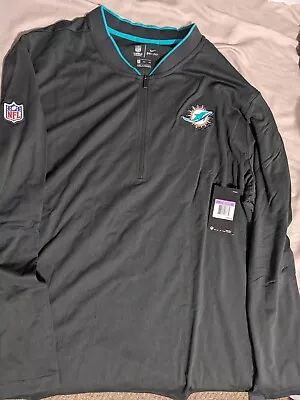 Miami Dolphins Nike Team Issued Grey/aqua Quarter Zip Jacket New W/tags Sz 3xl • $39.99