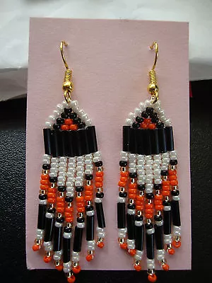 Native American Style Beaded Earrings Festival Handmade UK Many Colours Fringed • £8.99