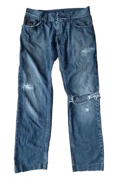Dolce & Gabbana Straight Jeans D&G Blue Size 32 Distressed • $99.55