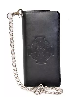 RFID Signal Blocking Men's Motorcycle Trucker Black Leather Chain Wallet • $32.99