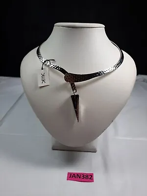 Silver Hammered Metal Collar Necklace Pendulum Pendant Fashion Jewellery JAN382 • £7.99