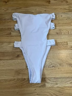 Zaful Forever Young White Strapless Bondage Style Swimsuit Size UK8 EU36 NWT • £19.99