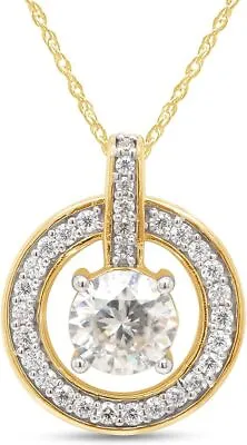1.25ct Round Cut Moissanite Circle Drop Pendant 18  Necklace 925 Sterling Silver • $69.15