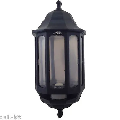 ASD HL/BK060P Half Lantern Wall Light With PIR Sensor - Black (FIN866) • £44.95