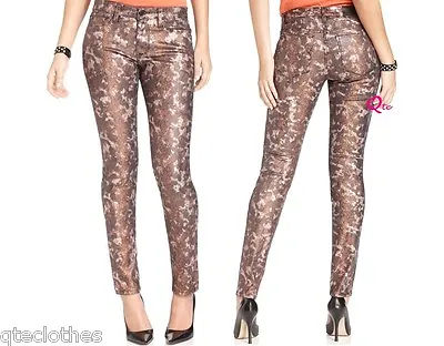 ELSE $88 NEW Sexy Bronze Metallic Printed Stretch Skinny Ankle Jeans W28 L31 QCO • $29.98