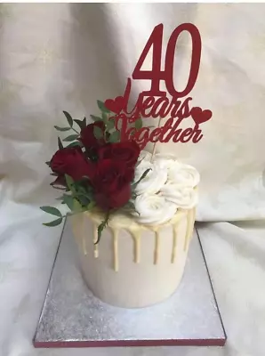 Ruby Wedding Cake Topper 40th Anniversary Cake Decoration 40 Years Together • £4.69