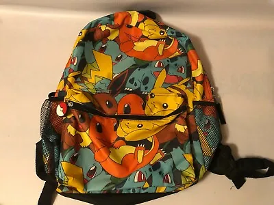 $25 • Buy 2016 Pokemon Pikachu Squirtle Eevee Charmander Bulbasaur AOP Backpack Book Bag 