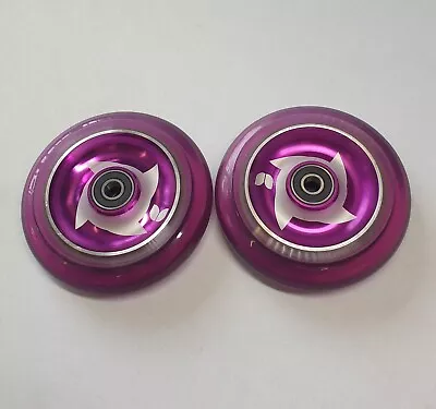 Blazer Pro 100mm Stunt Scooter Wheels - Pair + Abec 5 Bearings - Purple Shruken • £14.95