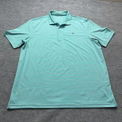 Vineyard Vines Performance Polo Shirt Men XL Green Striped Stretch • $19.99