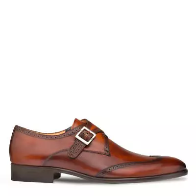 NEW Mezlan Genuine Leather Dress Shoes Leather Wing Tip Monk Strap Forest Brown • $325