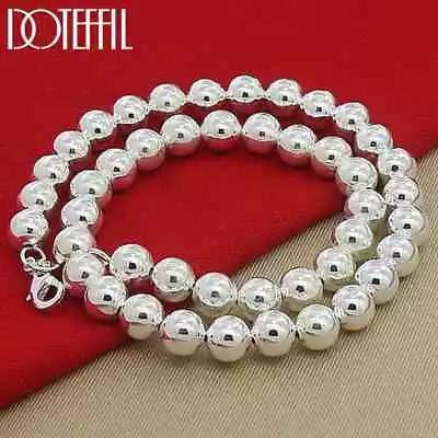 DOTEFFIL 925 Sterling Silver 10mm Hollow Smooth Bead Ball Necklace Jewelry • $9.03