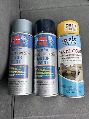 Lot Of 3 Can Vintage Boat Spray Paint Vinyl Coating Evinrude Dark Blue [C1] • $24.95