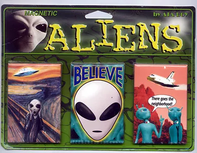 New Alien Magnet Set Of 3 Magnets Aliens Spaceship UFO ATA-BOY • $9.99