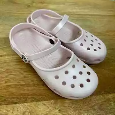 Crocs Women’s Light Pink Mary Jane Classic Clog Ballet Slingback Shoes - Size 6 • $17.95