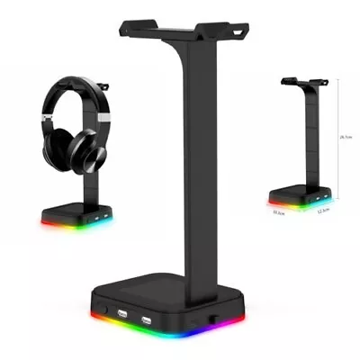 RGB Gaming Headphone Stand Headset Holder (LS103) Hanger Rack Desktop 2 USB Port • $999