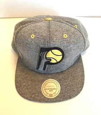 NBA Indiana Pacers Mitchell & Ness Gray Yellow Snap Back Hat Cap With Sticker • $11.97