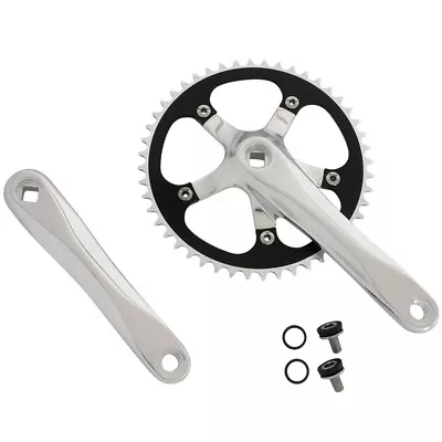 Black/Chrome Bicycle CrankSet 48T X 175MM MTB Track Fixie Single Speed Bikes • $56.99