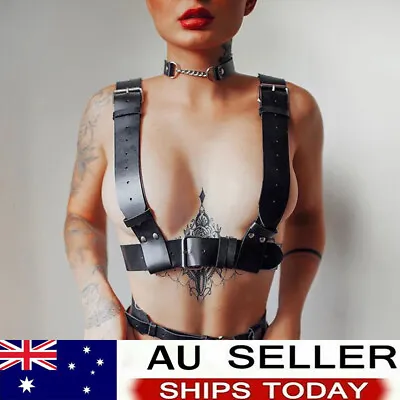 Women Body Bondage Corset Leather BDSM Harness Garter Belts Sexy Wide Suspenders • $15.49
