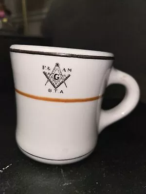 Vintage Masonic Freemason Mug Compass G Freemasonry Coffee Cup Liberty Stoneware • $18.90