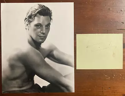 Johnny Weissmuller Signed Autograph Signature 5x4  Vintage Cut Autograph Paper • $99.99