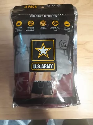 Mens XXL. U. S. Army Boxer Briefs Odor Redistance 3 Pack  Size 44-46 • $9