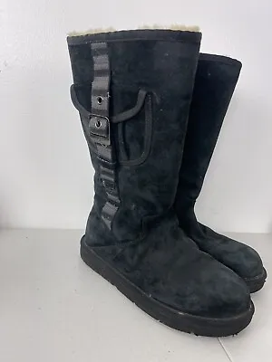 UGG Black 1895 Cargo Suede Leather High Top Winter Boots W/Side Pocket~Size 6 • $28.05