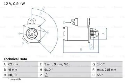 Bosch 0 986 013 850 Starter For Citroën Fiat Iran Khodro Peugeot (PDF-PSA) • $102.39