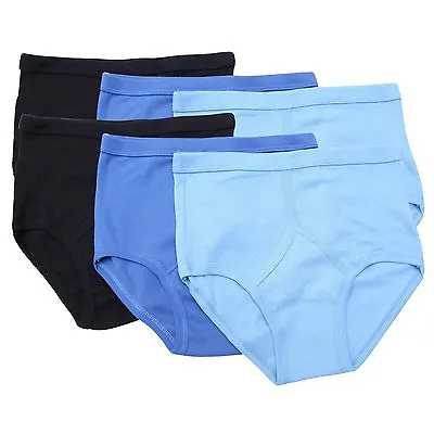 6 Mens Gents 100% Cotton Y Fronts Briefs Blue White M L XL 2XL 3XL 4XL • £14.99