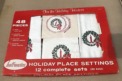 Vintage Hoffmaster Christmas Napkins Placemats Coasters Original Box 1962 Mcm • $8.99