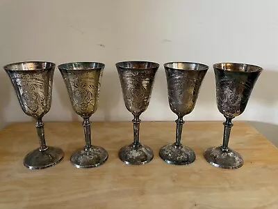 5 Set Vintage EPNS Silver Plate Sherry Goblets • $29.99