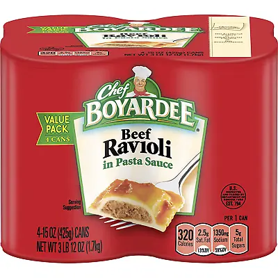 Chef Boyardee Beef Ravioli 15 Oz 4 Pack FREE SHIPPING • $5.45