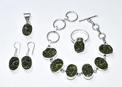 10x14 Oval Moldavite Gemstone Ring Earring Pendant Bracelet Set 925 Silver ST-11 • $26.99