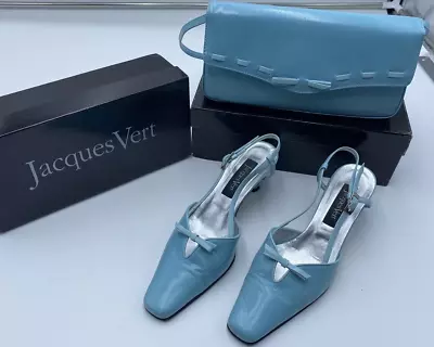 Jacques Vert Matching Sling Back Shoes And Handbag Sea Spray Boxes UK Size 5 • £59.95