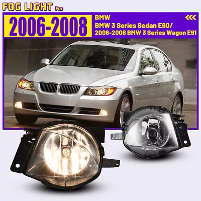 For 2006 2007 2008 BMW 3 Series Sedan E90 Wagon E91 Fog Lights Driving Clear Len • $33.99