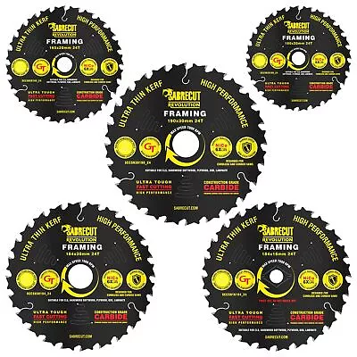 SabreCut Circular Saw Blades 160mm-190mm 24 Tooth Thin Kerf For Wood Plywood MDF • £14.99