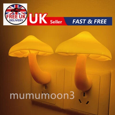£4.19 • Buy EU Plug Warm White Light Control Mushroom Wall Lamp Socket Lamp LED Nightlight 