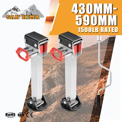 SAN HIMA 430mm 1500LBS Drop Down Corner Legs Caravan Stabilizer Steel Legs 2PCS • $169.95