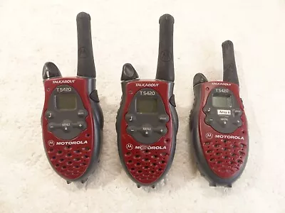 (3) Motorola Talkabout T5420 Mobile Two-Way Maroon Walkie Talkie Radios W/ Clips • $24.95