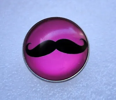 £3.99 • Buy Moustache Antique Style Domed Glass Pin Badge Brooch Black Dk Purple Zps
