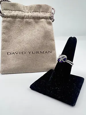 David Yurman Sterling Silver Cable Wrap Amethyst & Diamond Ring Size 7 • $240