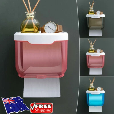 $15.41 • Buy Wall Mounted Toilet Paper Holder Waterproof Roll Paper Tissue Box Shelf Bathroom