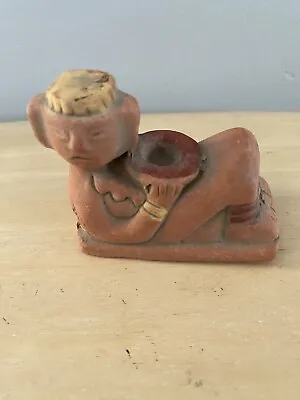 Mexico Pottery Terracotta Chac Mool Offering Statue Reclining Male Figure • $26.89