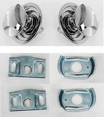 NEW! 1970 Mustang Hood Twist Type Chrome Locks Set Of 2 With Mounting Brackets  • $149.90