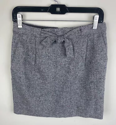 J. Crew Skirt 4 Womens Gray Straight Wool Blend Mini Bow Lined  Two Pocket • $17.99