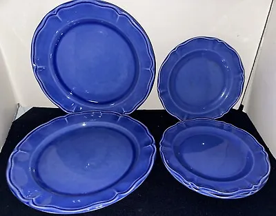 (Set Of 5) Varages Luberon Blue (2) DINNER And (3) SALAD PLATES (FRANCE) • $39.99